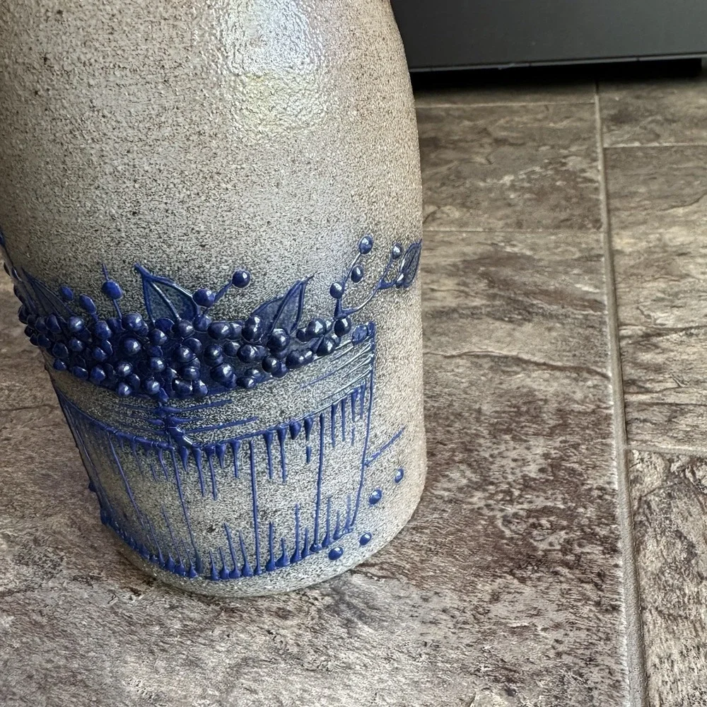 Vintage Rare Stoneware Salmon Falls Pottery Milk Jug Crock Blueberry Basket